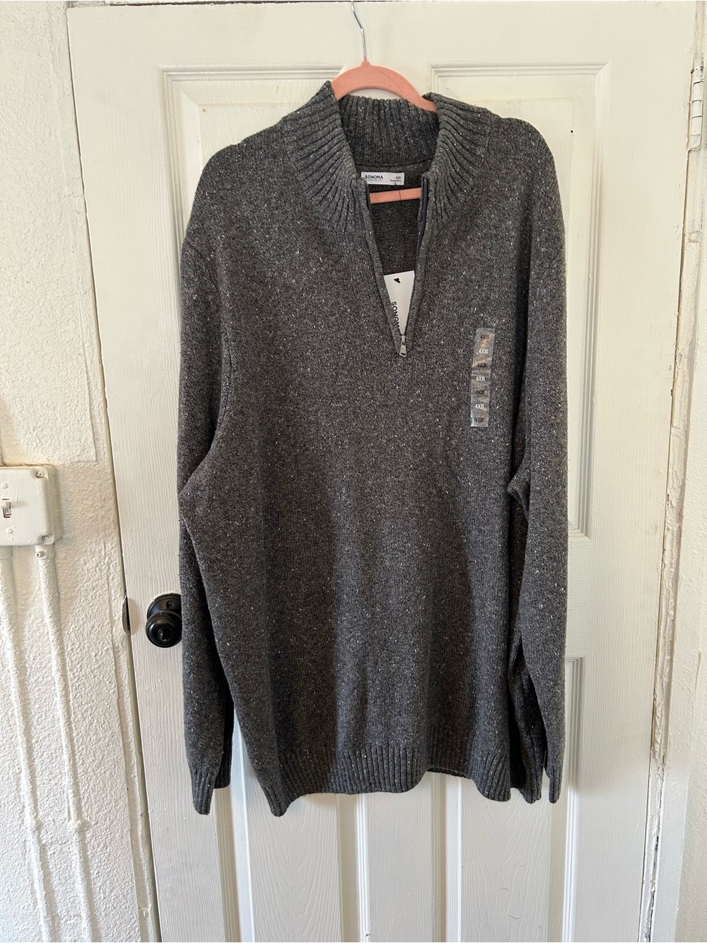 Big & Tall 4XB Sonoma Goods for Life Quarter-Zip Sweater, Men's, grey